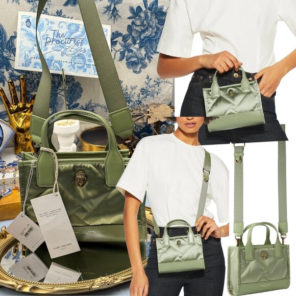 🆕 KURT GEIGER LONDON 🧿 NWT X Small Recycled Shopper Bag, Khaki Green - Picture 1 of 16